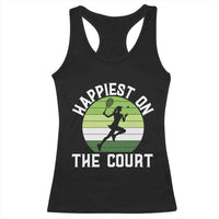 Happiest On The Court Racerback Tank Top Vintage Retro Tennis Girl Gift - Wonder Print Shop