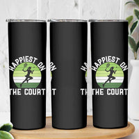 Happiest On The Court Skinny Tumbler Vintage Retro Tennis Girl Gift - Wonder Print Shop