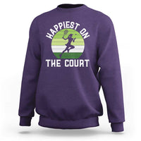 Happiest On The Court Sweatshirt Vintage Retro Tennis Girl Gift - Wonder Print Shop