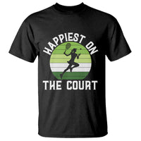 Happiest On The Court T Shirt Vintage Retro Tennis Girl Gift - Wonder Print Shop