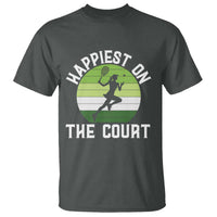Happiest On The Court T Shirt Vintage Retro Tennis Girl Gift - Wonder Print Shop