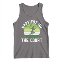 Happiest On The Court Tank Top Vintage Retro Tennis Girl Gift - Wonder Print Shop