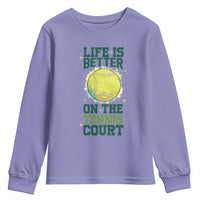 Life Is Better On The Court Youth Sweatshirt Tennis Lover Gift - Wonder Print Shop