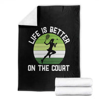 Life Is Better On The Court Throw Blanket Vintage Retro Tennis Girl Gift - Wonder Print Shop