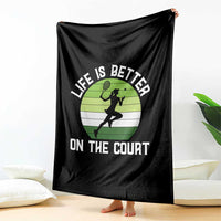 Life Is Better On The Court Throw Blanket Vintage Retro Tennis Girl Gift - Wonder Print Shop
