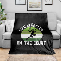 Life Is Better On The Court Throw Blanket Vintage Retro Tennis Girl Gift - Wonder Print Shop