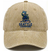 Funny Seattle Clobbers New England Washed Cotton Baseball Cap Football Game Day