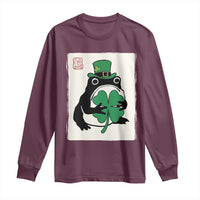 Vintage Japanese Grumpy Frog Long Sleeve Shirt Lucky St Paddys Day