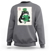 Vintage Japanese Grumpy Frog Sweatshirt Lucky St Paddys Day