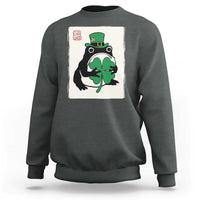Vintage Japanese Grumpy Frog Sweatshirt Lucky St Paddys Day