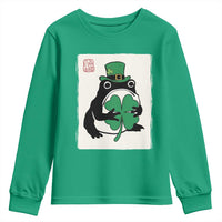 Vintage Japanese Grumpy Frog Youth Sweatshirt Lucky St Paddys Day