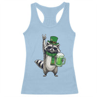 Funny Raccoon Rock On Racerback Tank Top St Patricks Day Gift