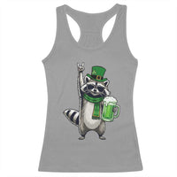Funny Raccoon Rock On Racerback Tank Top St Patricks Day Gift