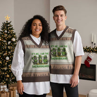 I Am The Shenanigans V-Neck Knit Sweater Vest Funny Irish Raccoon St Patricks Day