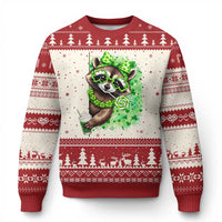Funny Raccoon St Patricks Day Ugly Christmas Sweater Irish Party Animal Gift