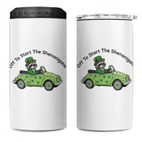 Off To Start The Shenanigans 4 in 1 Can Cooler Tumbler Funny Irish Raccoon