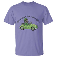 Off To Start The Shenanigans T Shirt Funny Irish Raccoon