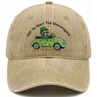 Off To Start The Shenanigans Washed Cotton Baseball Cap Funny Irish Raccoon