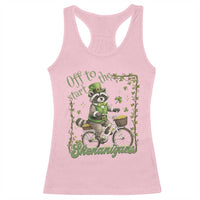 Funny Irish Raccoon Driver Racerback Tank Top Off To Start The Shenanigans