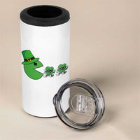 St Patricks Day Retro Gamer Eating Shamrock Lucky Gift 4 in 1 Can Cooler Tumbler