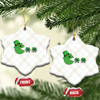 St Patricks Day Retro Gamer Eating Shamrock Lucky Gift Ceramic Ornament
