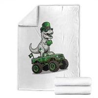 Funny St Patricks Day Dinosaur Truck Throw Blanket Lucky Dino Gift