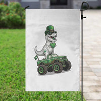 Funny St Patricks Day Dinosaur Truck Garden Flag Lucky Dino Gift