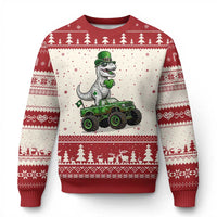 Funny St Patricks Day Dinosaur Truck Ugly Christmas Sweater Lucky Dino Gift
