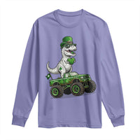 Funny St Patricks Day Dinosaur Truck Long Sleeve Shirt Lucky Dino Gift