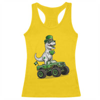 Funny St Patricks Day Dinosaur Truck Racerback Tank Top Lucky Dino Gift