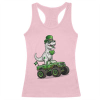 Funny St Patricks Day Dinosaur Truck Racerback Tank Top Lucky Dino Gift