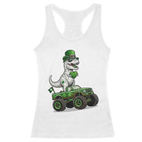 Funny St Patricks Day Dinosaur Truck Racerback Tank Top Lucky Dino Gift