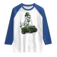 Funny St Patricks Day Dinosaur Truck Raglan Shirt Lucky Dino Gift