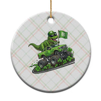 Funny St Patricks Day Dinosaur Truck Ceramic Ornament Irish Holiday Gift