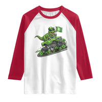 Funny St Patricks Day Dinosaur Truck Raglan Shirt Irish Holiday Gift