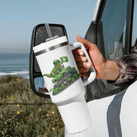 Funny St Patricks Day Dinosaur Truck Tumbler With Handle Irish Holiday Gift
