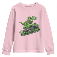 Funny St Patricks Day Dinosaur Truck Youth Sweatshirt Irish Holiday Gift