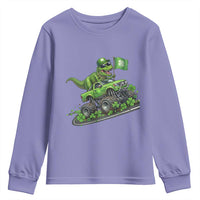 Funny St Patricks Day Dinosaur Truck Youth Sweatshirt Irish Holiday Gift