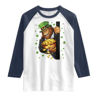 Funny St Patricks Day Bigfoot Raglan Shirt Irish Revelry Gift