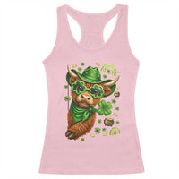 Funny Irish Highland Cow Racerback Tank Top St Patricks Day Gift