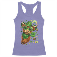Funny Irish Highland Cow Racerback Tank Top St Patricks Day Gift