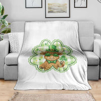 Funny Irish Highland Cow Shamrock Holiday Gift Throw Blanket