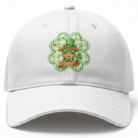 Funny Irish Highland Cow Shamrock Holiday Gift Baseball Cap