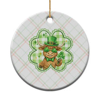 Funny Irish Highland Cow Shamrock Holiday Gift Ceramic Ornament