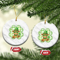 Funny Irish Highland Cow Shamrock Holiday Gift Ceramic Ornament