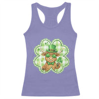 Funny Irish Highland Cow Shamrock Holiday Gift Racerback Tank Top