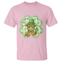 Funny Irish Highland Cow Shamrock Holiday Gift T Shirt