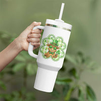 Funny Irish Highland Cow Shamrock Holiday Gift Tumbler With Handle