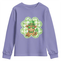 Funny Irish Highland Cow Shamrock Holiday Gift Youth Sweatshirt