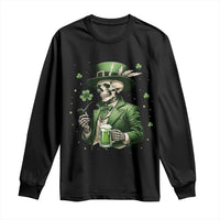 Skeleton St Patricks Day Drinking Long Sleeve Shirt Irish Party Gift